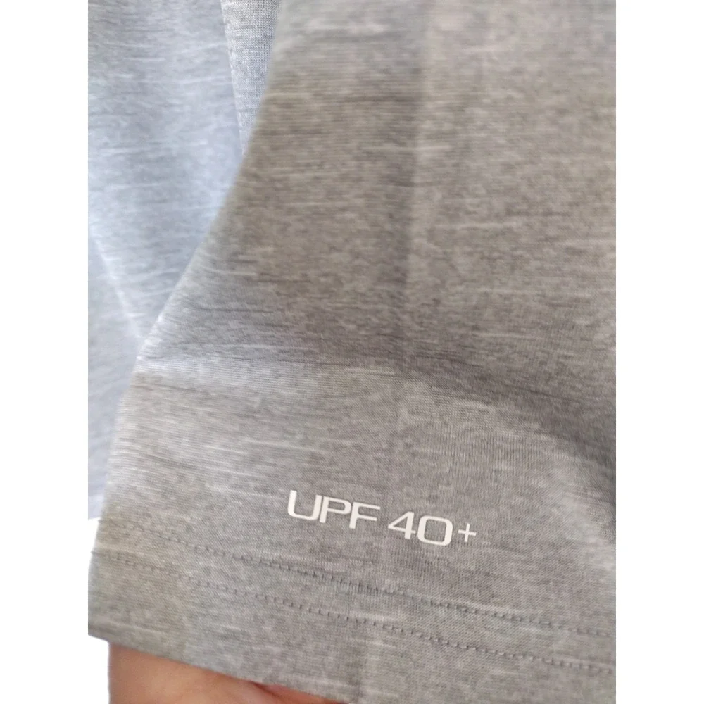 Nike Swim Top Men M Gray Dri-Fit UPF 40+‎ Hooded Athletic Logo Long Sleeves